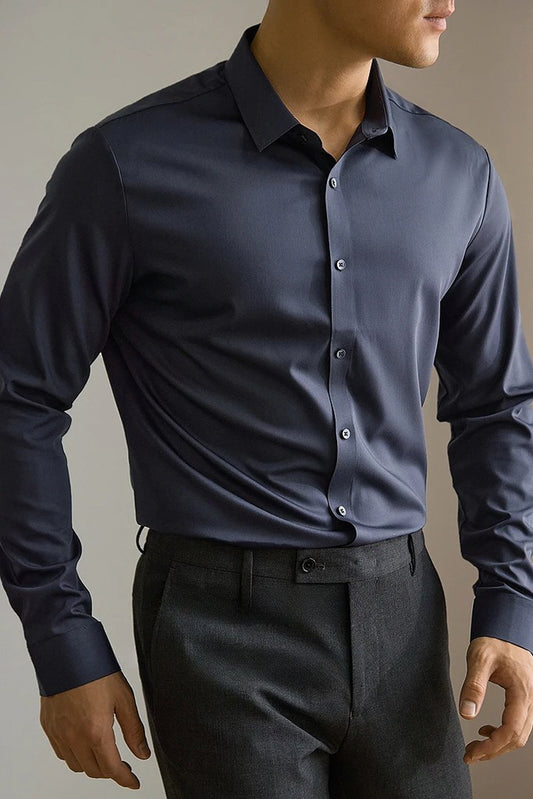 [AJ-MAN'S] PREMIUM LIGHT NAVY FORMAL SHIRT