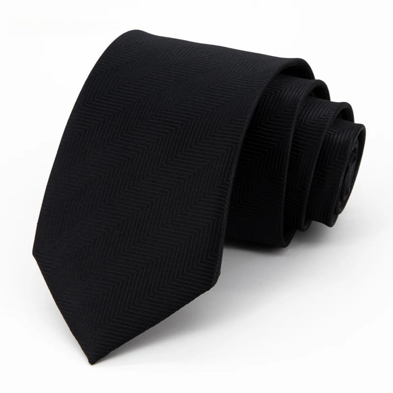 [AJ-MAN'S] BLACK HERRINGBONE TIE
