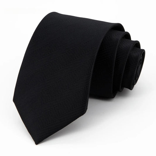 [AJ-MAN'S] BLACK HERRINGBONE TIE