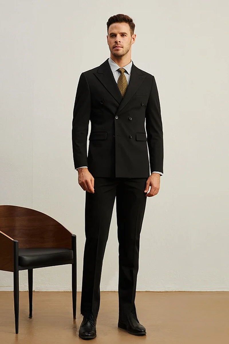[AJ-MAN'S] REGULAR FIT BLACK SUITS (DOUBLE BOTTON)