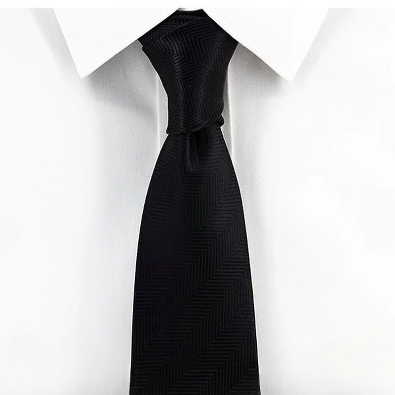 [AJ-MAN'S] BLACK HERRINGBONE TIE