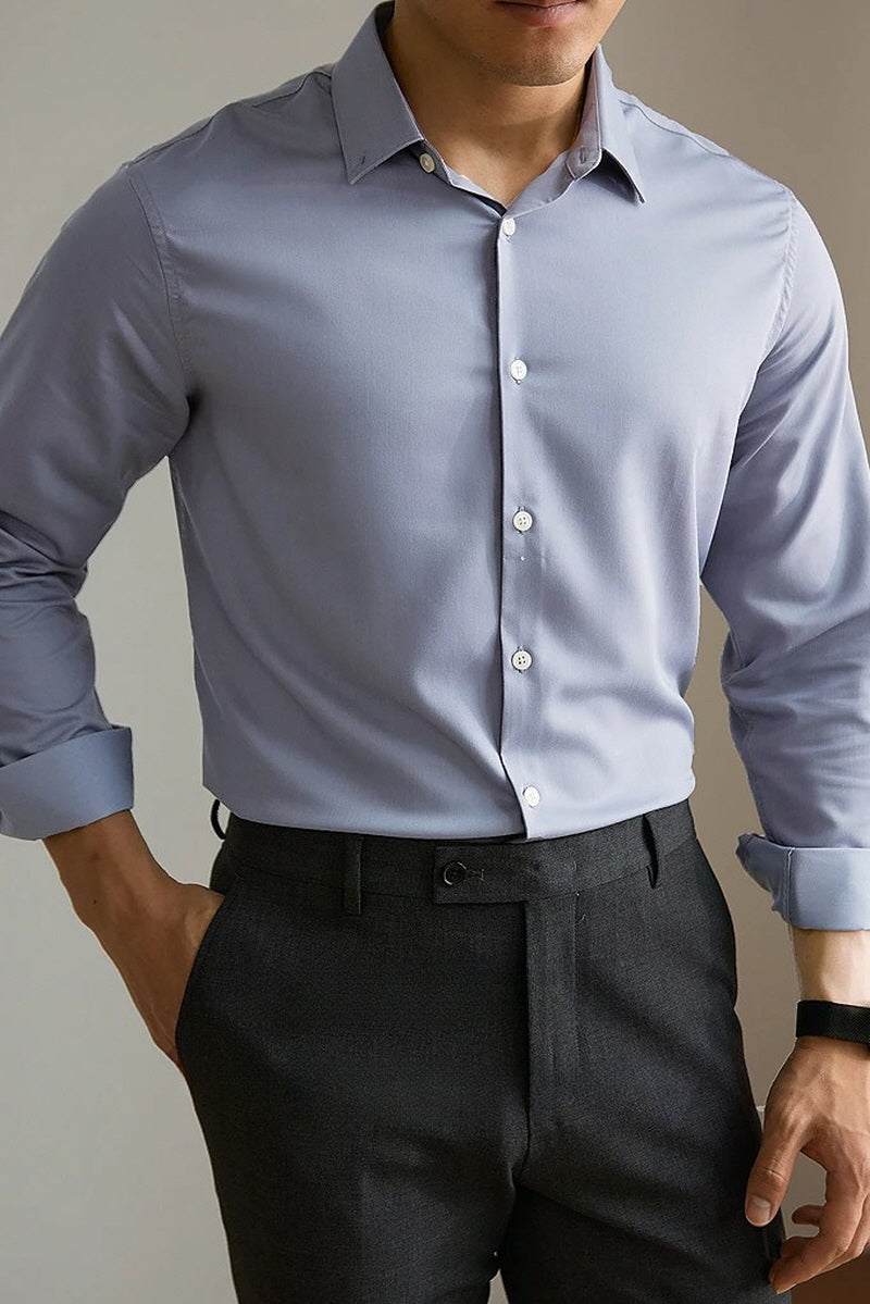[AJ-MAN'S] PREMIUM STEEL BLUE FORMAL SHIRT