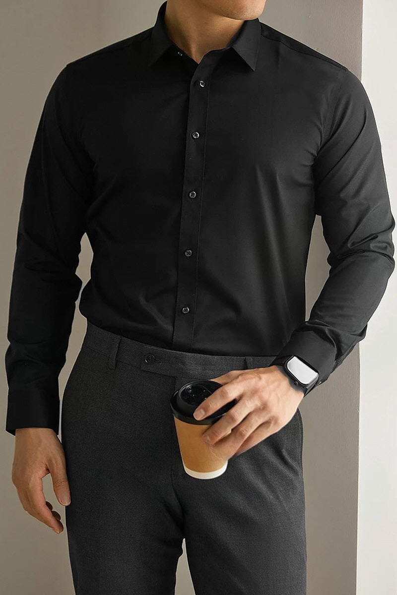 [AJ-MAN'S] PREMIUM BLACK FORMAL SHIRT