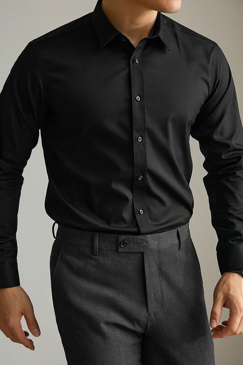 [AJ-MAN'S] PREMIUM BLACK FORMAL SHIRT