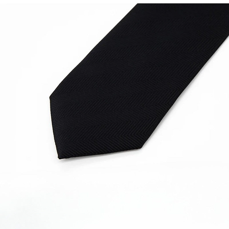 [AJ-MAN'S] BLACK HERRINGBONE TIE