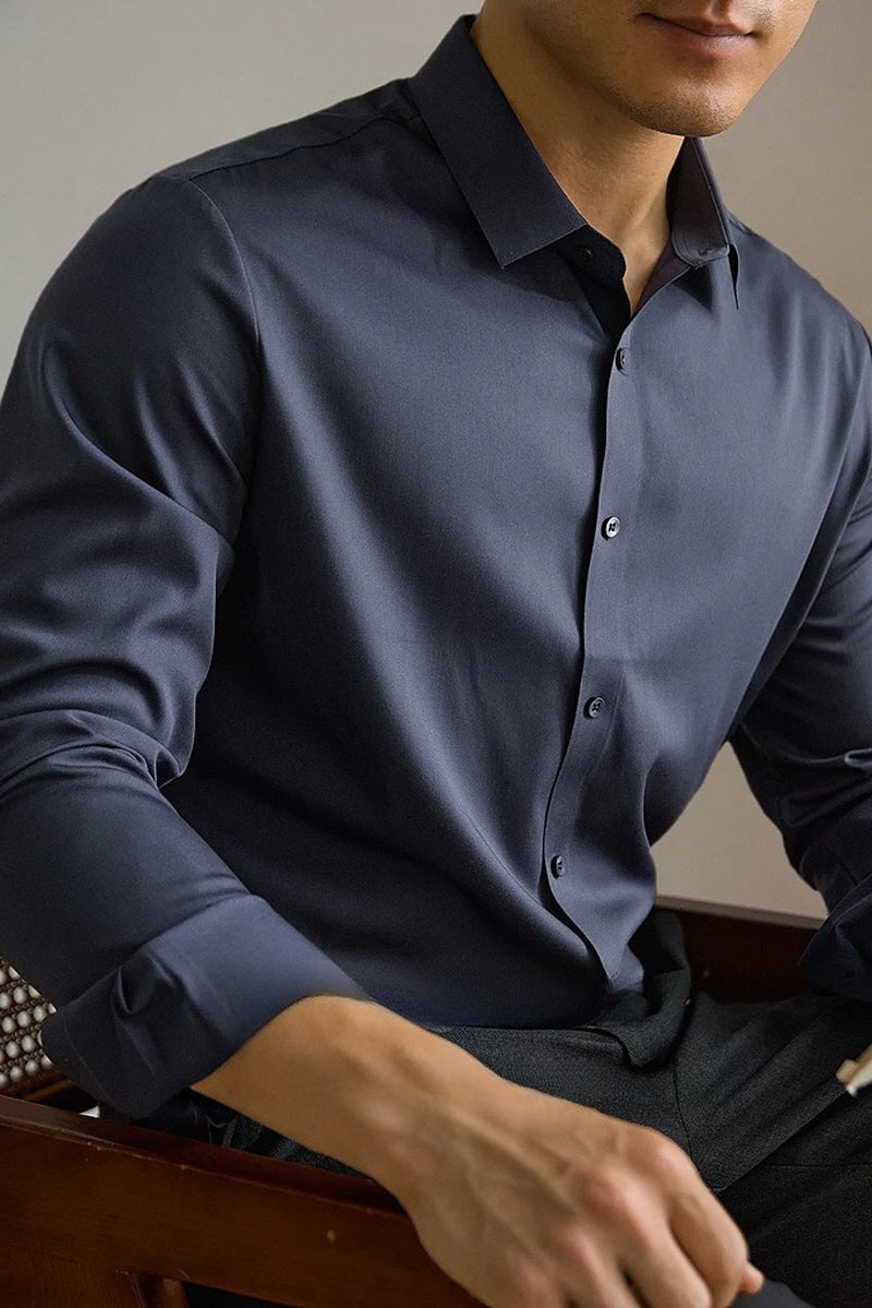 [AJ-MAN'S] PREMIUM LIGHT NAVY FORMAL SHIRT