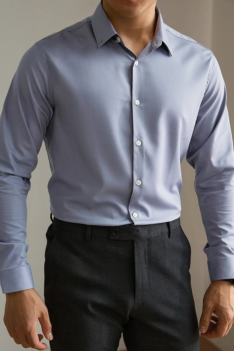 [AJ-MAN'S] PREMIUM STEEL BLUE FORMAL SHIRT