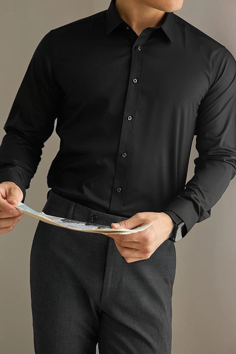 [AJ-MAN'S] PREMIUM BLACK FORMAL SHIRT