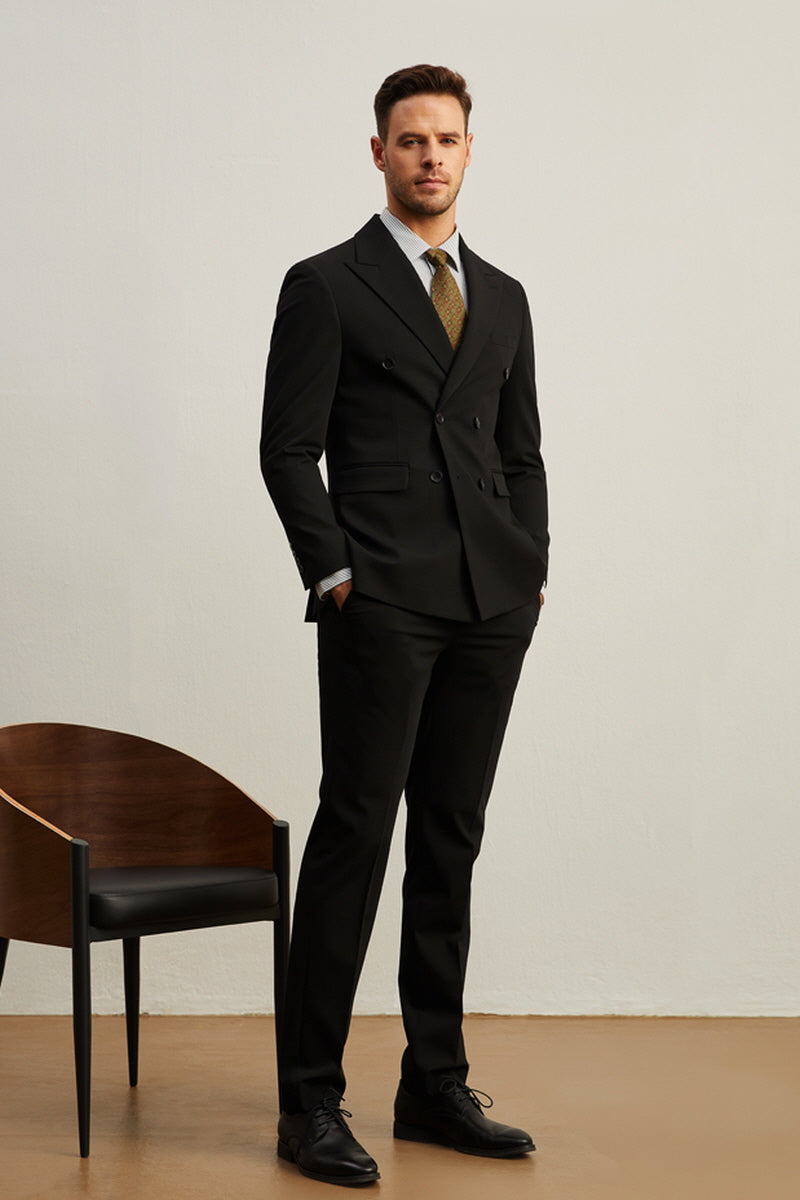 [AJ-MAN'S] REGULAR FIT BLACK SUITS (DOUBLE BOTTON)
