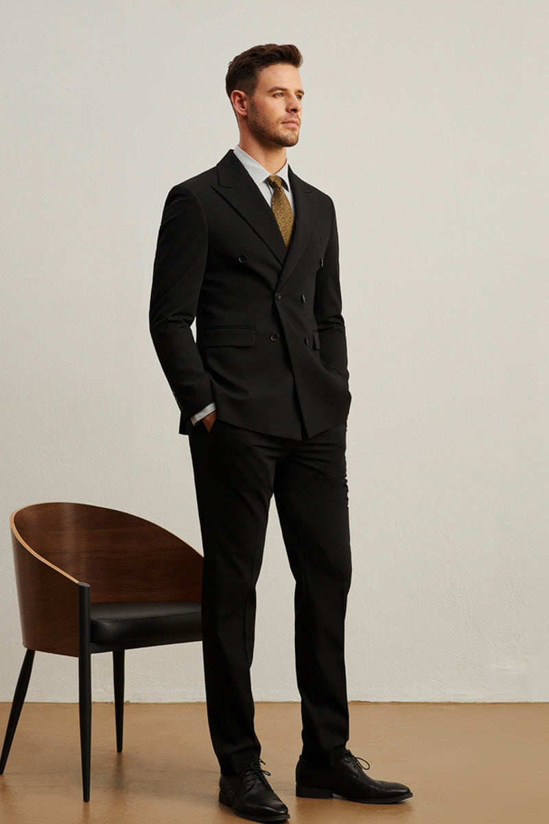 [AJ-MAN'S] REGULAR FIT BLACK SUITS (DOUBLE BOTTON)