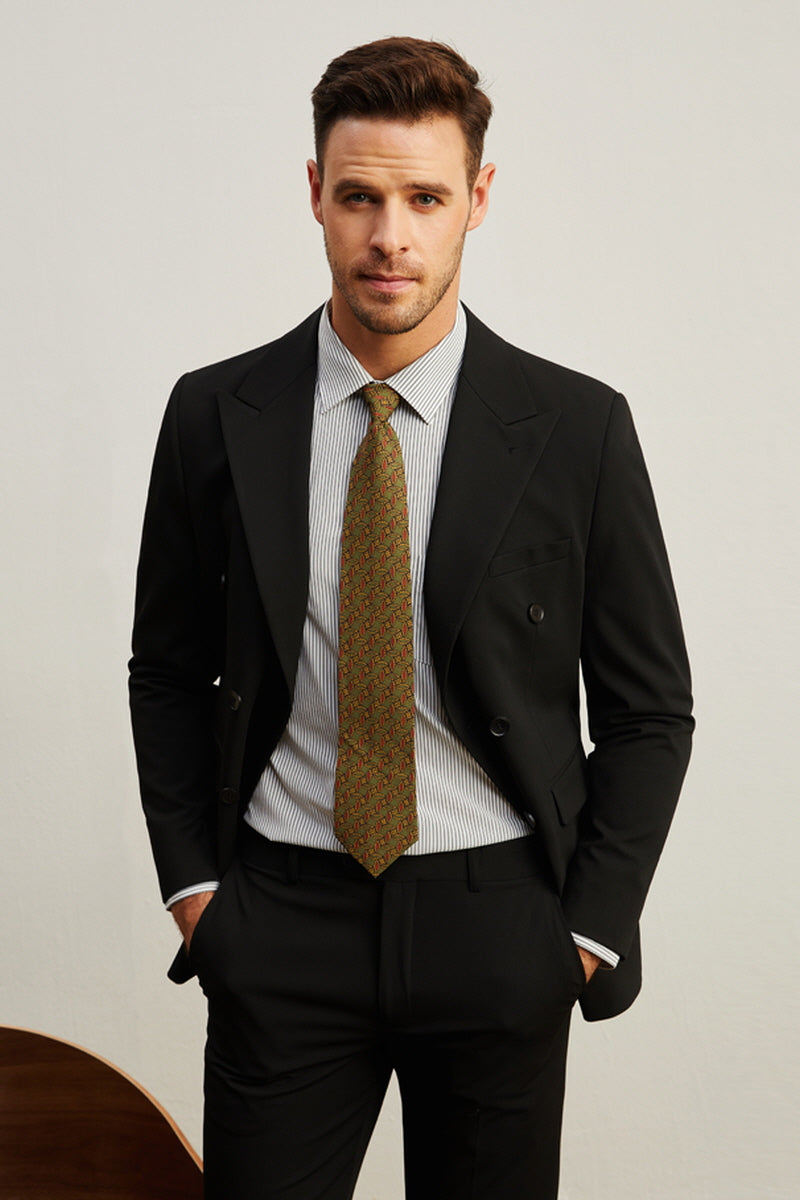 [AJ-MAN'S] REGULAR FIT BLACK SUITS (DOUBLE BOTTON)